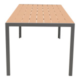Set tavoline ngrënie Mabu-Nares 7 copë pakoworld alumini antracit dhe kompensatë në ngjyrë natyrale 180x90x72.5cm