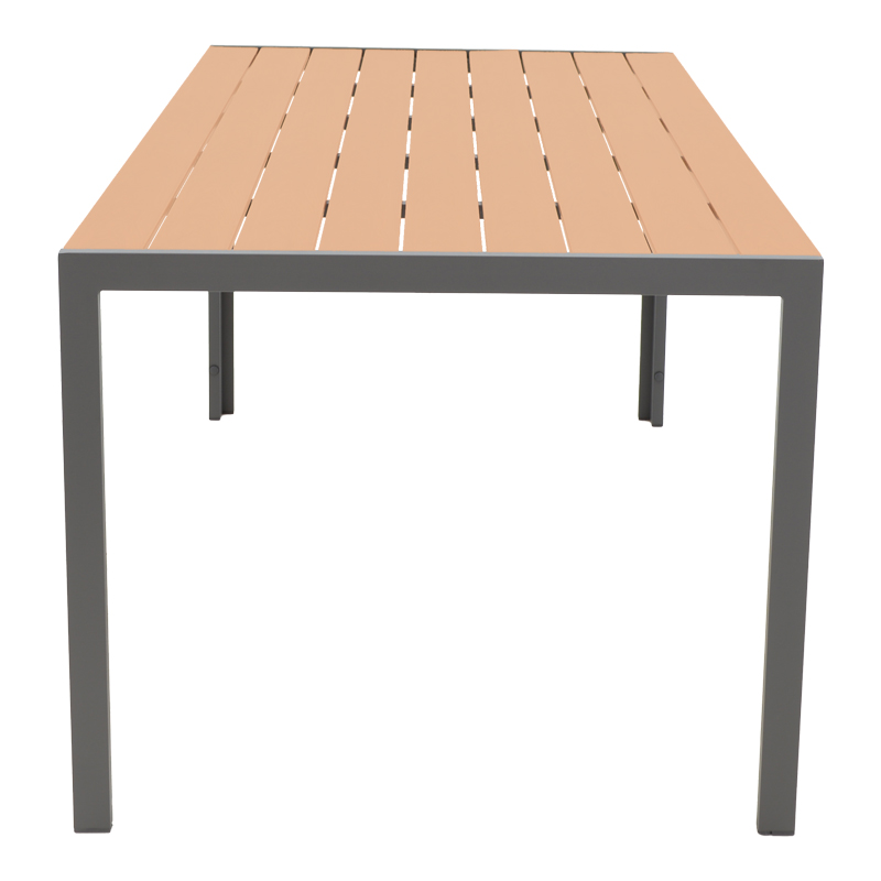 Set tavoline ngrënie Mabu-Nares 7 copë pakoworld alumini antracit dhe kompensatë në ngjyrë natyrale 180x90x72.5cm
