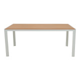Set tavoline ngrënieje Mabu-Nares 7 copë pakoworld alumini i bardhë dhe kompensatë në ngjyrë natyrale 180x90x72.5cm