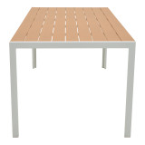 Set tavoline ngrënieje Mabu-Nares 7 copë pakoworld alumini i bardhë dhe kompensatë në ngjyrë natyrale 180x90x72.5cm