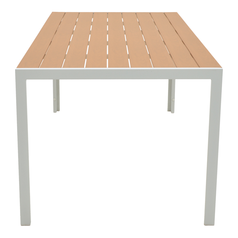 Set tavoline ngrënieje Mabu-Nares 7 copë pakoworld alumini i bardhë dhe kompensatë në ngjyrë natyrale 180x90x72.5cm