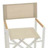 Set tavoline ngrënieje Mabu-Nares 7 copë pakoworld alumini i bardhë dhe kompensatë në ngjyrë natyrale 180x90x72.5cm