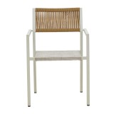 Tavolinë ngrënie Savor-Kliton set prej 5 pakoworld alumini i bardhë dhe rattan në ngjyrë natyrale 80x80x74cm