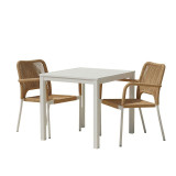 Tavolinë ngrënieje Kliton - Norture set me 3 pakoworld alumini në nuancë të bardhë 80x80x74cm