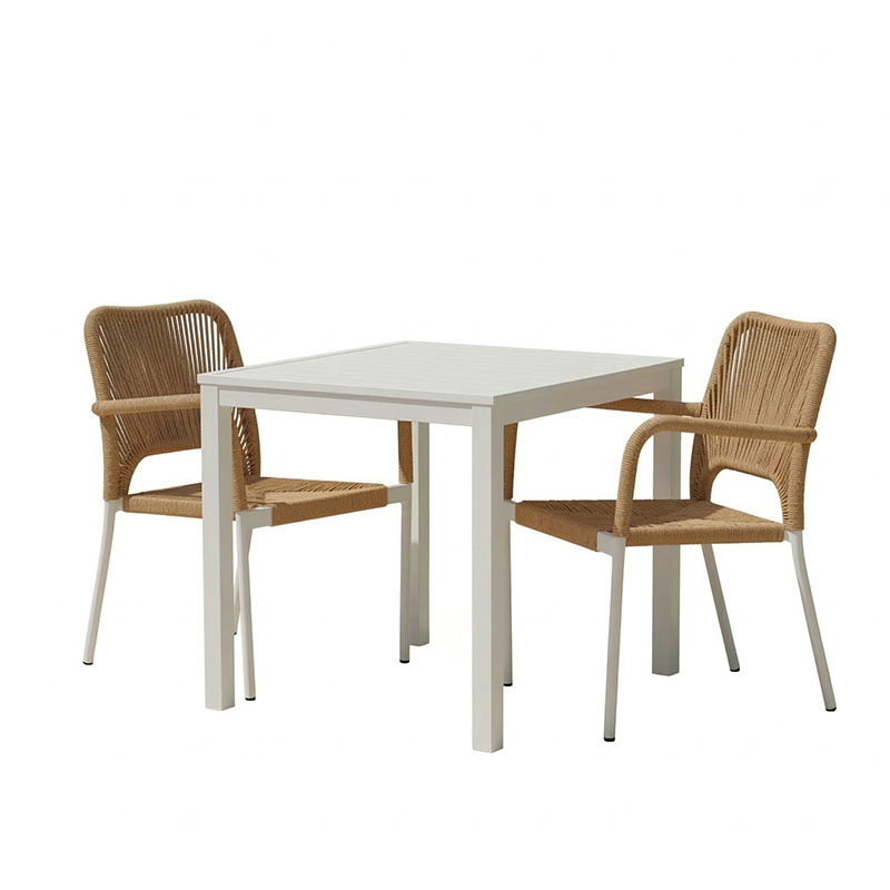 Tavolinë ngrënieje Kliton - Norture set me 3 pakoworld alumini në nuancë të bardhë 80x80x74cm