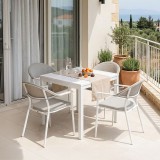 Tavolinë ngrënieje Kliton - Pino set me 5 pakoworld alumini në nuancë të bardhë 80x80x74cm