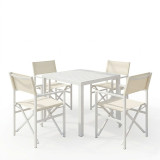 Set tavoline ngrënieje Zacreta-Kliton prej 5 copash pakoworld alumini në nuancë të bardhë 80x80x74cm