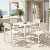 Set tavoline ngrënieje Zacreta-Kliton prej 5 copash pakoworld alumini në nuancë të bardhë 80x80x74cm