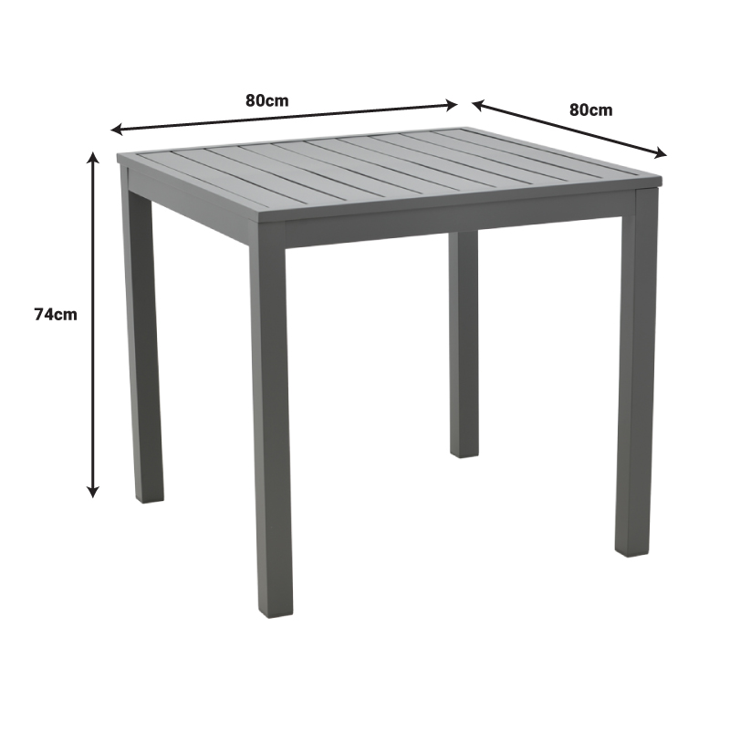 Tavolinë ngrënieje Moly - Kliton set 5 pakoworld antracit dhe alumin-tekstilen i zi në nuancë antracit 80x80x74cm