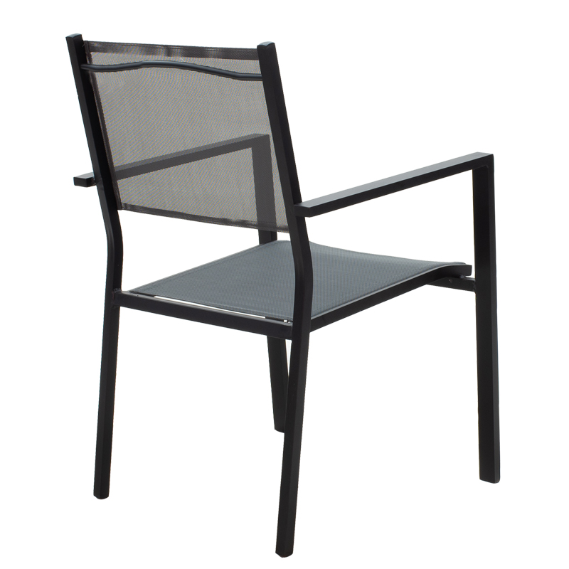 Tavolinë ngrënieje Moly - Kliton set 5 pakoworld antracit dhe alumin-tekstilen i zi në nuancë antracit 80x80x74cm