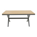 Set tavoline ngrënieje Thorio-Lush 7 pakoworld alumini antracit dhe kompensatë në nuancë natyrale 160x90x75cm