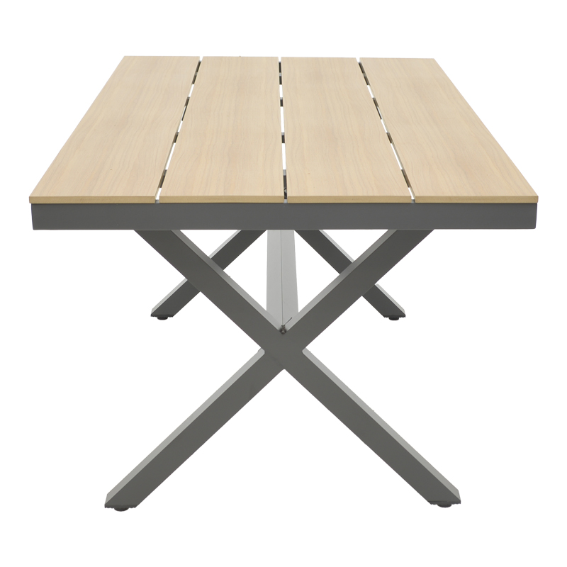 Set tavoline ngrënie Thorio-Felicia 5 copë pakoworld alumini antracit dhe kompensatë në një nuancë natyrale 160x90x75cm