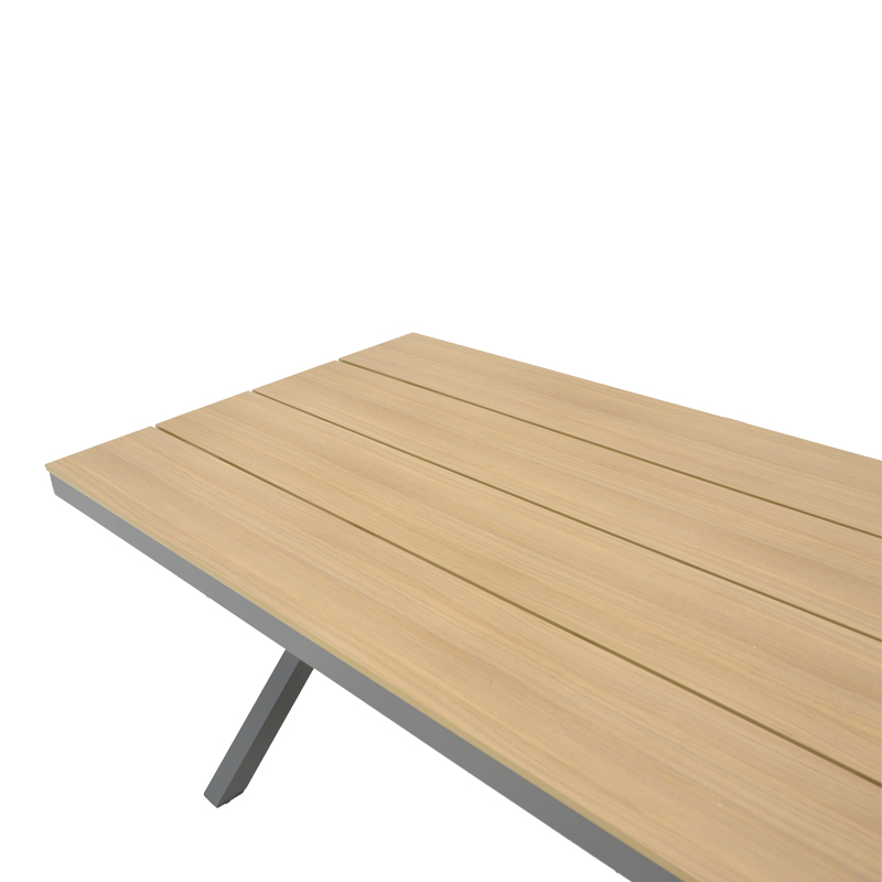 Set tavoline ngrënie Thorio-Felicia 5 copë pakoworld alumini antracit dhe kompensatë në një nuancë natyrale 160x90x75cm
