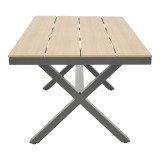 Tavolinë ngrënieje Thorio- Freiburg set prej 5 pakoworld alumini antracit dhe kompensatë në nuancë natyrale 160x90x75cm