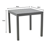 Kliton-Vitality set tavoline ngrënieje prej 3 pakoworld alumini antracit dhe kompensatë në një nuancë natyrale 80x80x74cm