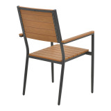 Kliton-Vitality set tavoline ngrënieje prej 3 pakoworld alumini antracit dhe kompensatë në një nuancë natyrale 80x80x74cm