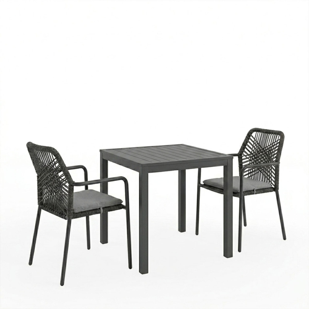 Set tavoline ngrënieje Kliton-Kherson prej 3 copash pakoworld alumini në nuancë antracit 80x80x74cm