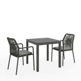 Set tavoline ngrënieje Kliton-Kherson prej 3 copash pakoworld alumini në nuancë antracit 80x80x74cm