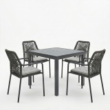Set tavoline ngrënieje Kliton-Kherson prej 5 copash pakoworld alumini në nuancë antracit 80x80x74cm