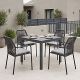 Set tavoline ngrënieje Kliton-Kherson prej 5 copash pakoworld alumini në nuancë antracit 80x80x74cm