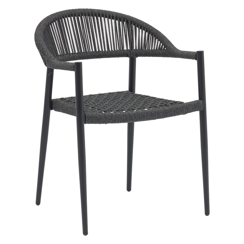 Set tavoline ngrënieje Freiburg-Kliton A me 5 copë pakoworld, alumin dhe litar në nuancë antracit 150x80x74cm