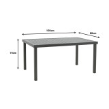 Set tavoline ngrënieje Freiburg-Kliton A me 5 copë pakoworld, alumin dhe litar në nuancë antracit 150x80x74cm