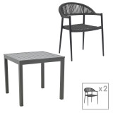 Set tavoline ngrënieje Kliton-Freiburg me 3 pakoworld alumini në nuancë antracit 80x80x74cm