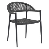 Set tavoline ngrënieje Freiburg-Kliton A me 7 copë pakoworld, alumin dhe litar në nuancë antracit 150x80x74cm