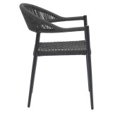 Set tavoline ngrënieje Freiburg-Kliton A me 7 copë pakoworld, alumin dhe litar në nuancë antracit 150x80x74cm