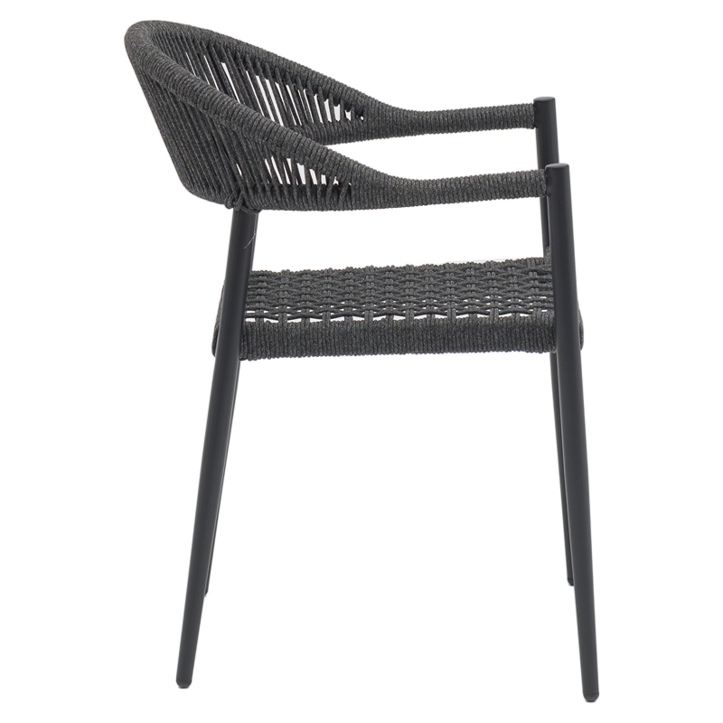 Set tavoline ngrënieje Freiburg-Kliton A me 7 copë pakoworld, alumin dhe litar në nuancë antracit 150x80x74cm