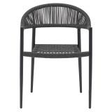 Set tavoline ngrënieje Freiburg-Kliton A me 7 copë pakoworld, alumin dhe litar në nuancë antracit 150x80x74cm