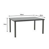 Set tavoline ngrënieje Freiburg-Kliton A me 7 copë pakoworld, alumin dhe litar në nuancë antracit 150x80x74cm