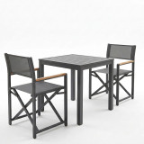 Set tavoline ngrënieje Kliton-Mabu me 3 pakoworld alumini në nuancë antracit 80x80x74cm