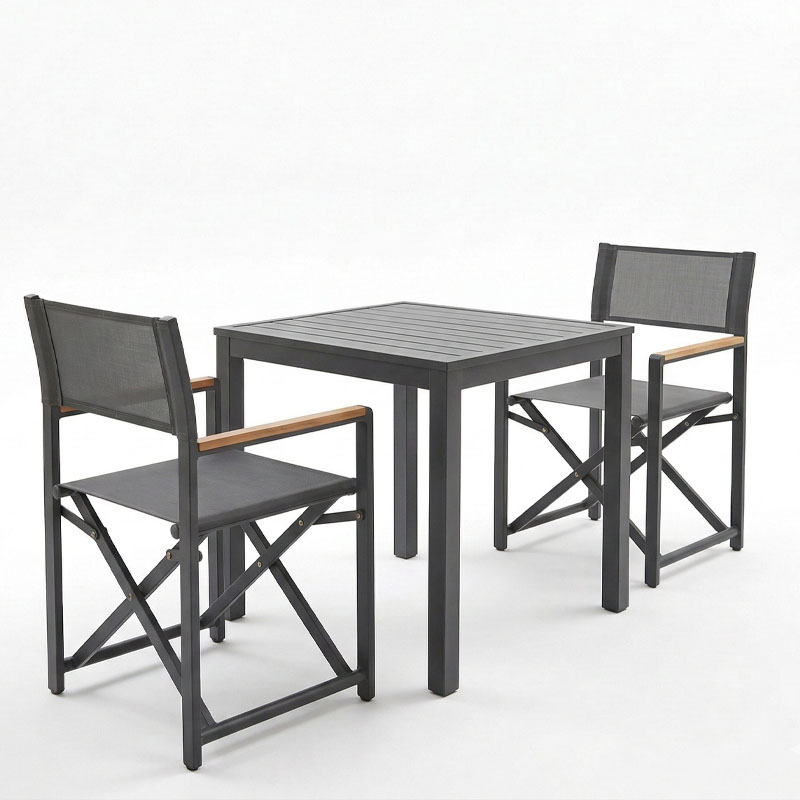 Set tavoline ngrënieje Kliton-Mabu me 3 pakoworld alumini në nuancë antracit 80x80x74cm