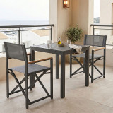 Set tavoline ngrënieje Kliton-Mabu me 3 pakoworld alumini në nuancë antracit 80x80x74cm