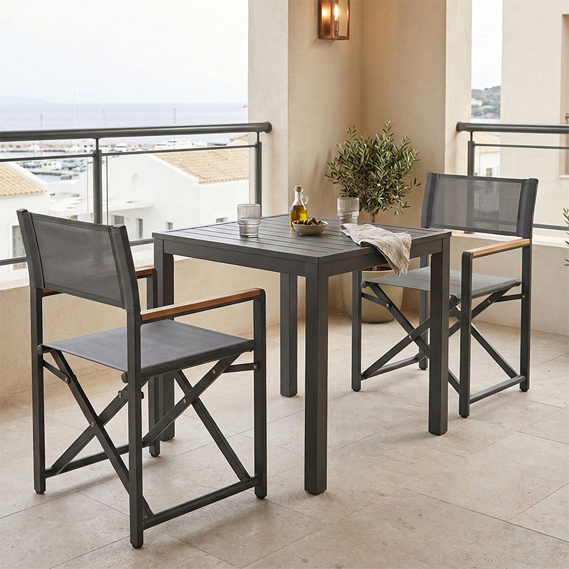 Set tavoline ngrënieje Kliton-Mabu me 3 pakoworld alumini në nuancë antracit 80x80x74cm