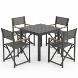 Set tavoline ngrënieje Kliton-Mabu me 5 pakoworld alumini në nuancë antracit 80x80x74cm