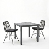 Set tavoline ngrënieje Kliton-Naoki 3 copë pakoworld alumini antracit dhe metal në nuancë të zezë 80x80x74cm