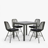 Set tavoline ngrënieje Kliton-Naoki 5 copë pakoworld alumini antracit dhe metal në nuancë të zezë 80x80x74cm