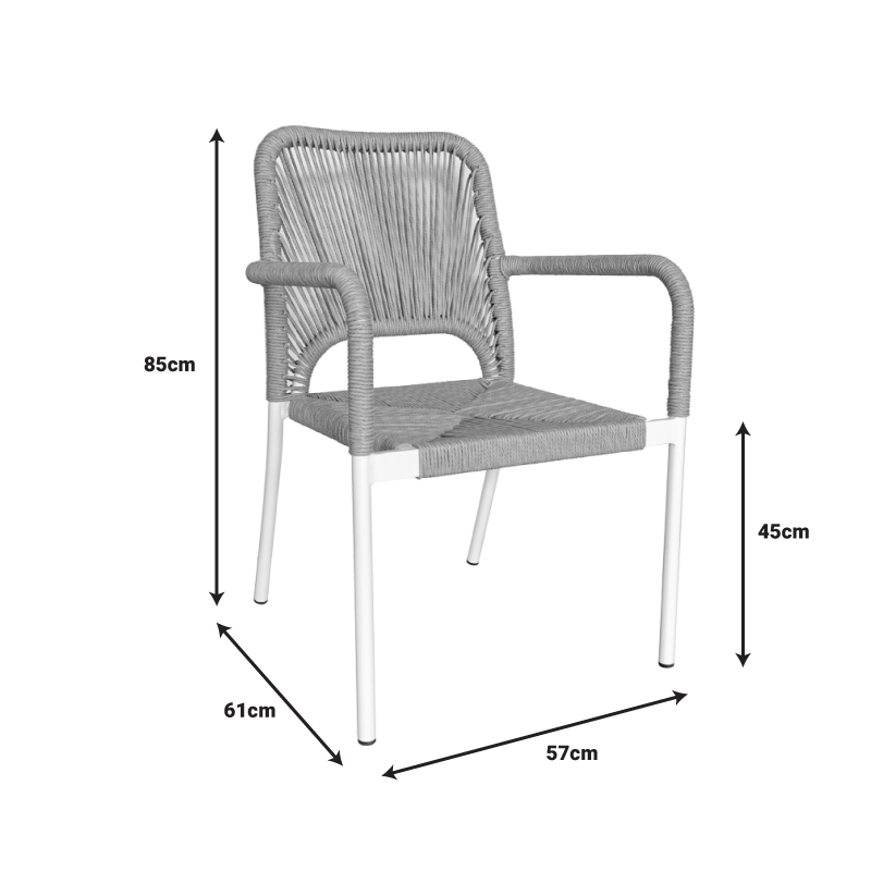 Set tavoline ngrënieje Kliton-Norture me 5 pakoworld alumini në nuancë të bardhë 150x80x74cm