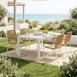 Set tavoline ngrënieje Kliton-Norture me 5 pakoworld alumini në nuancë të bardhë 150x80x74cm
