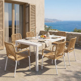Set tavoline ngrënieje Kliton-Norture me 7 pakoworld alumini në nuancë të bardhë 150x80x74cm
