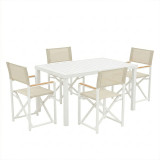 Set tavoline ngrënieje Kliton-Mabu me 5 pakoworld alumini në nuancë të bardhë 150x80x74cm
