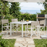 Set tavoline ngrënieje Kliton-Mabu me 5 pakoworld alumini në nuancë të bardhë 150x80x74cm