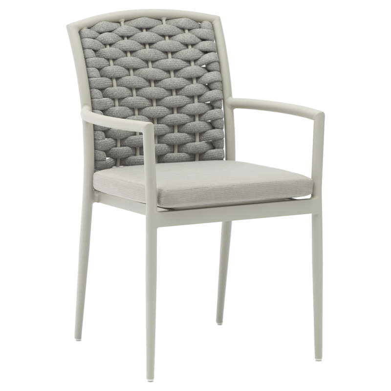 Set tavoline ngrënieje Kliton-Moritz pakoworld me 5 pjesë, alumin në nuancë të bardhë dhe gri 150x80x74cm