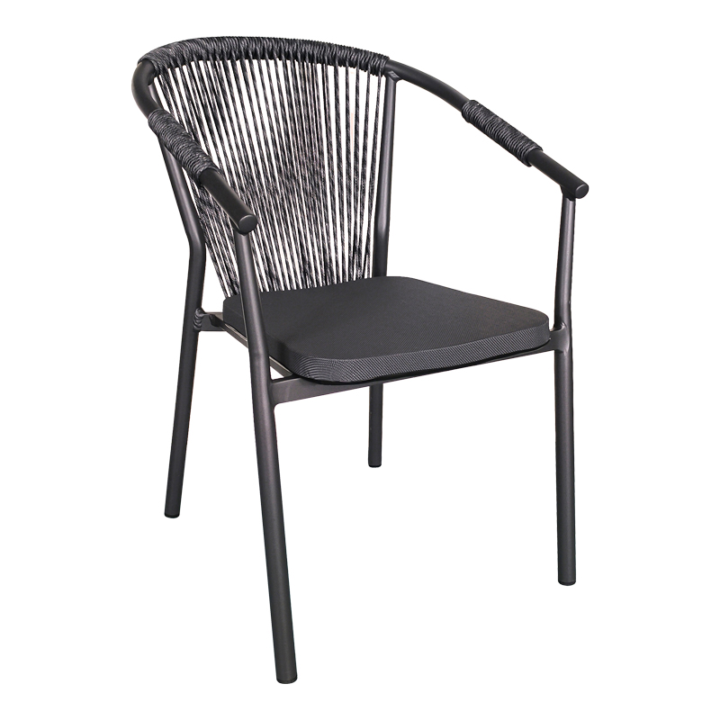 Tavolinë ngrënieje Convince - Kliton B set prej 7 pakoworld alumini në nuancë antraciti 150x80x74cm