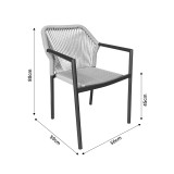 Set tavoline ngrënie Nares-Lush 5 copë pakoworld alumini antracit dhe kompensatë në nuancë natyrale 180x90x72.5cm