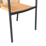 Set tavoline ngrënie Nares-Lush 7 copë pakoworld alumini antracit dhe kompensatë në nuancë natyrale 180x90x72.5cm