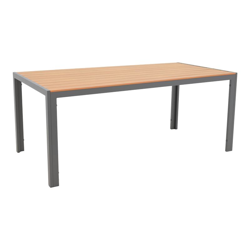 Tavolinë ngrënieje Nares-Azelie set prej 5 pakoworld alumini antracit dhe kompensatë në nuancë natyrale 180x90x72.5cm