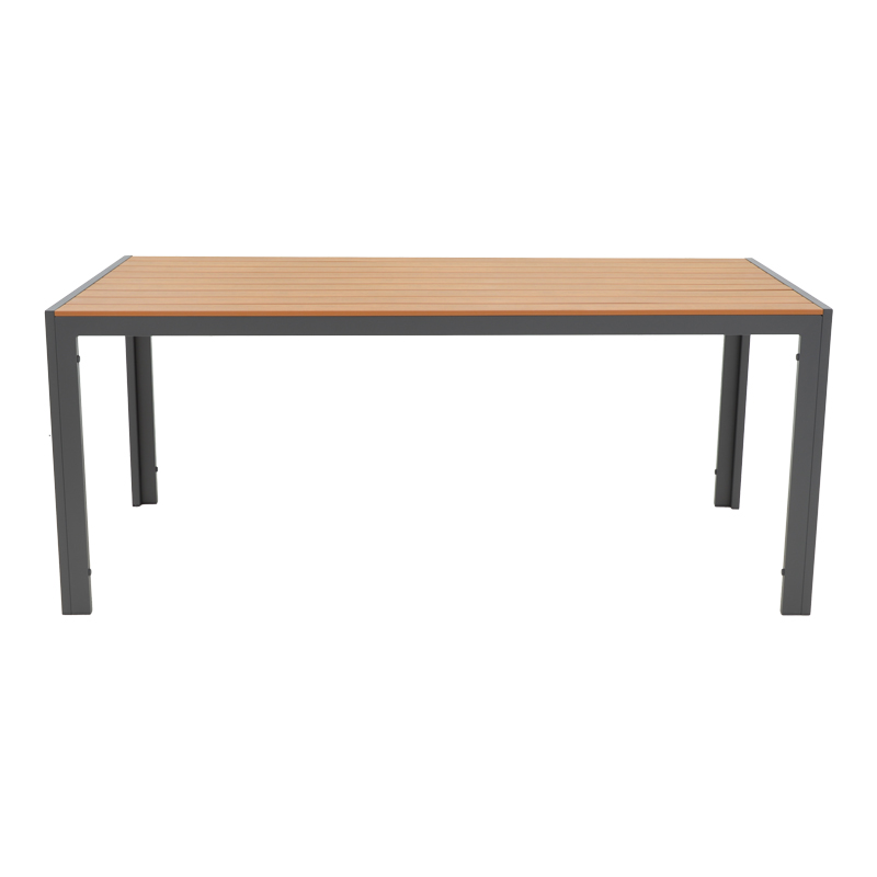 Tavolinë ngrënieje Nares-Azelie set prej 5 pakoworld alumini antracit dhe kompensatë në nuancë natyrale 180x90x72.5cm